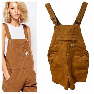 🆕 NEW CARHARTT Tan Whiskey Brown Short Overall Bibs Shortalls M 8 10